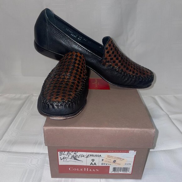 Cole Haan, Felissa Leather Woven Loafer, Dark & Light Brown, Womens Size 9AA - Picture 2 of 4